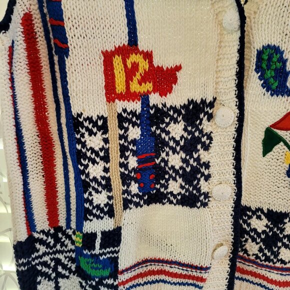 Heirloom Hand-Knit Golf Sweater Vest Medium Cardigan Retro Vintage Deadstock New - Picture 5 of 12
